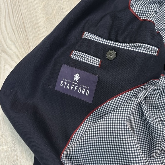 🔥6HRSALE Mens 52R Stafford wool gold button sports coat suit jacket blazer - Picture 6 of 8